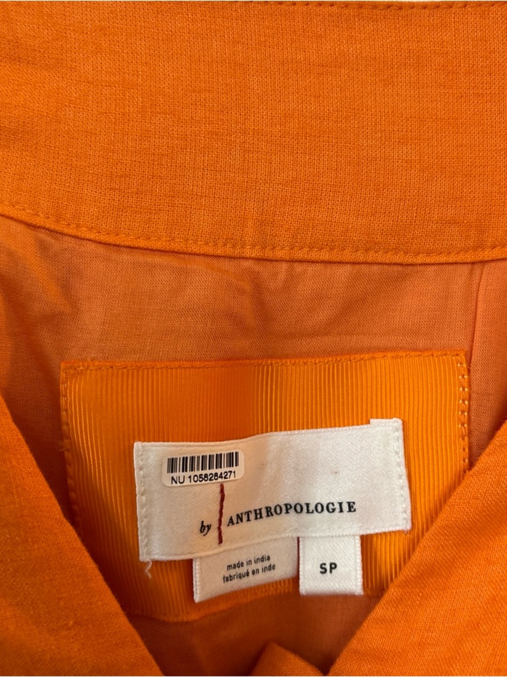 Anthropologie The Renee Linen Midi Orange Dress Button Front Flutter Sleeve S - Picture 4 of 8